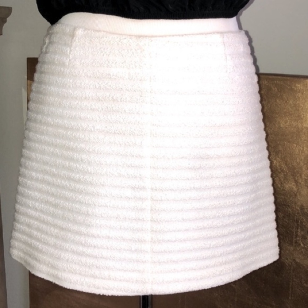 Theory Winter-White Cotton Mini Skirt
